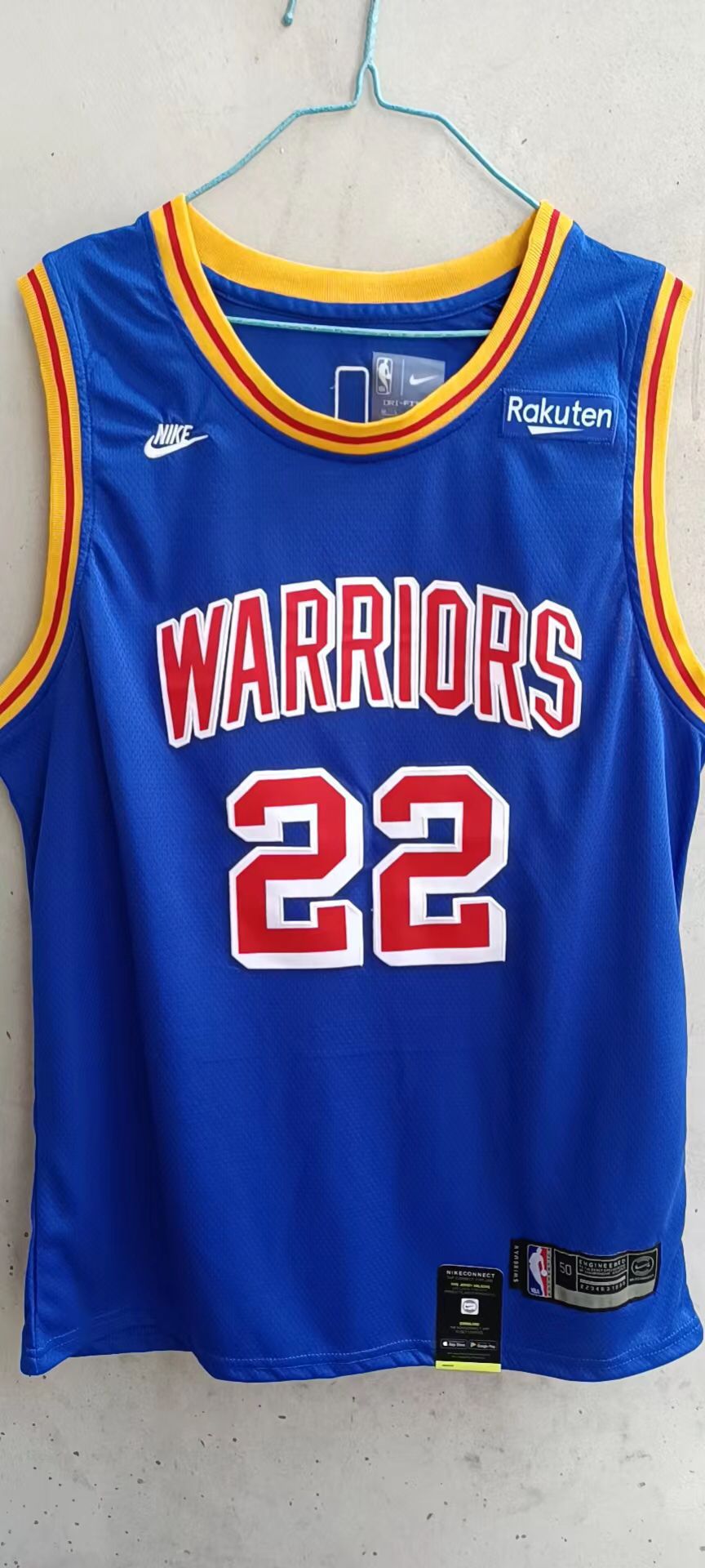 Men Golden State Warriors #22 Wiggins Blue Throwback Nike 2022 NBA Jersey